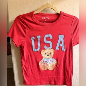 Vinyl Red USA Bear Graphic Tee